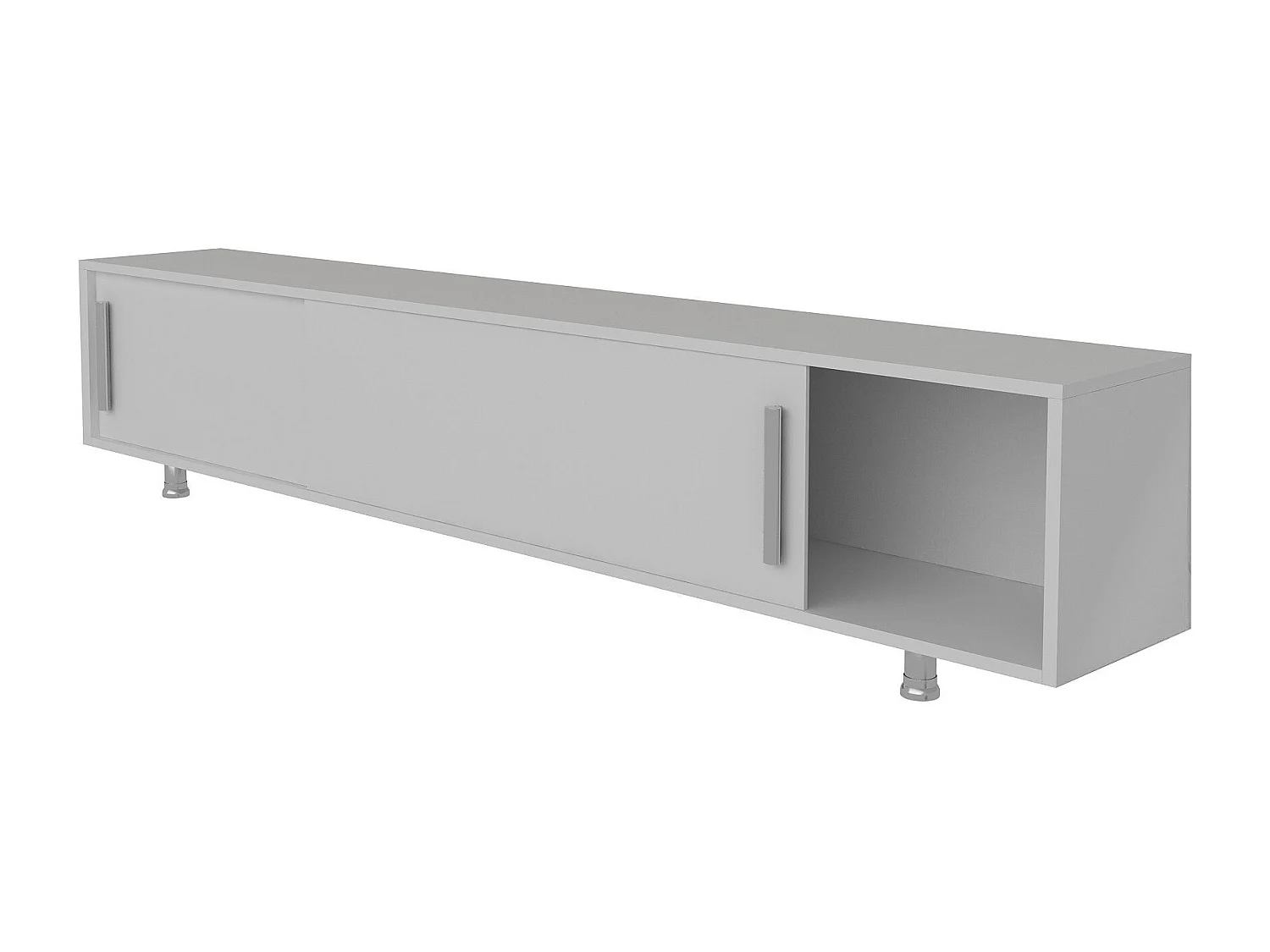 Moderne witte tv-standaard, 180 cm x 40 cm x 30 cm | 100% melamine gecoate spaanplaat, 18 mm dik | Wandmontage, meerdere planken, stijlvolle opbergoplossing