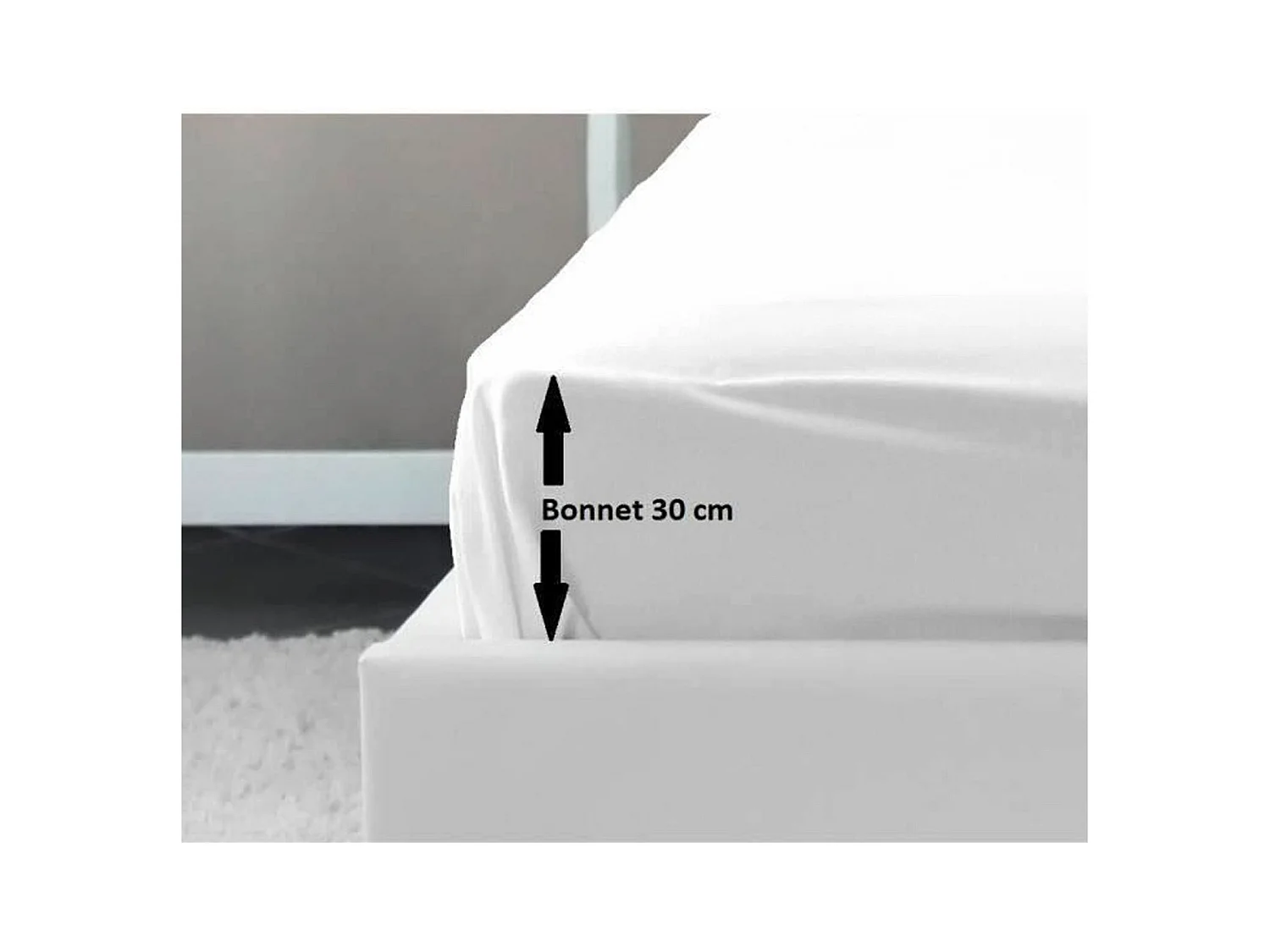 Drap Housse 100% coton 140 x 190 x 30 cm blanc