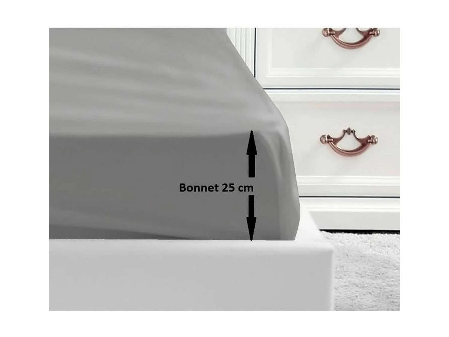 Spannbettlaken 100% Baumwolle 90x190x25 cm Hellgrau - OEKO-TEX Zertifiziert