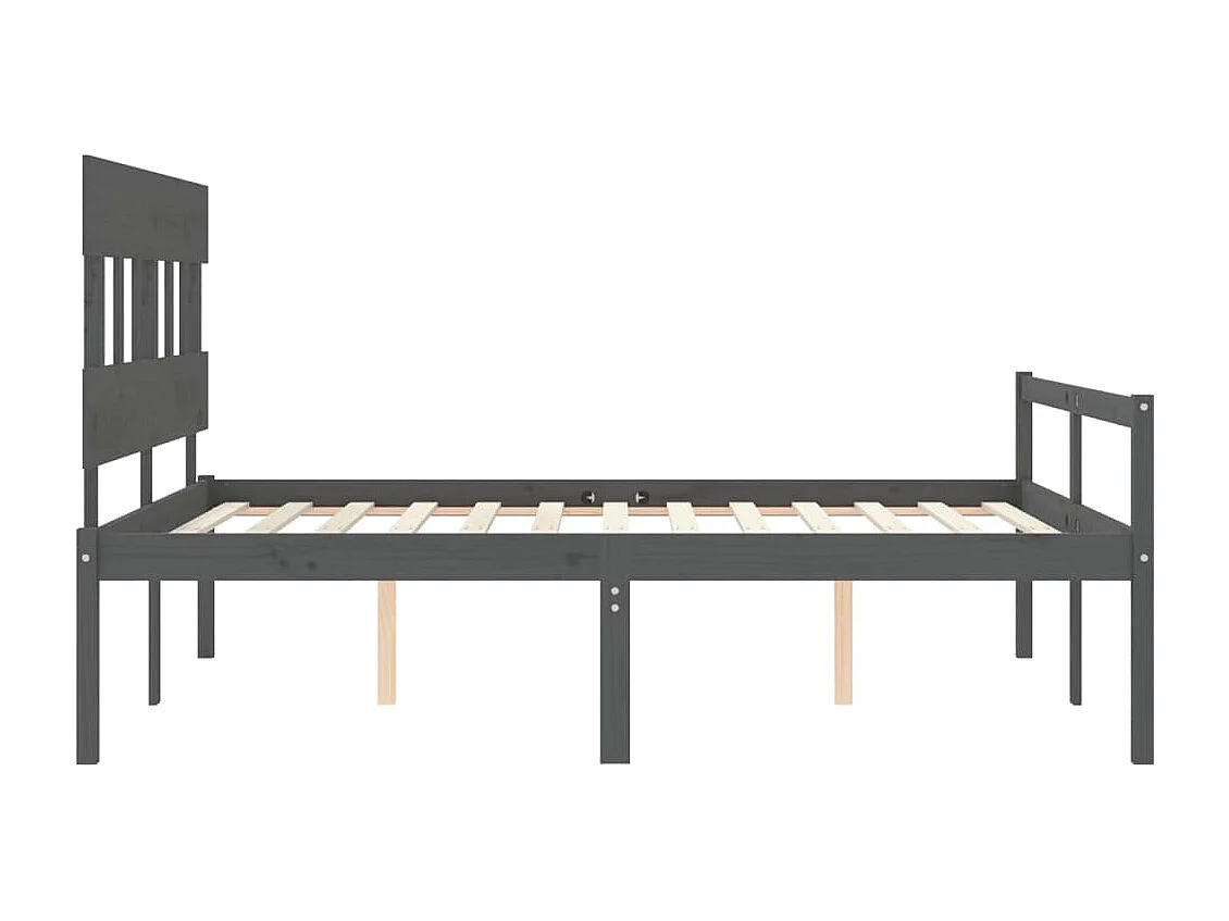 Letto per Anziani con Testiera Grigio King in Legno Massello