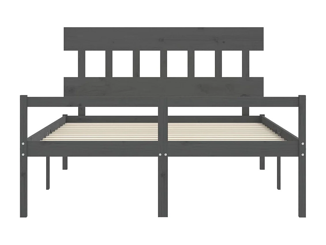 Cama para idosos king size com cabeceira madeira maciça cinza