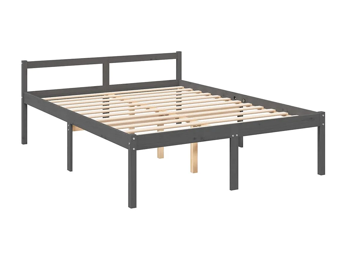 Cama para idosos king size com cabeceira madeira maciça cinza