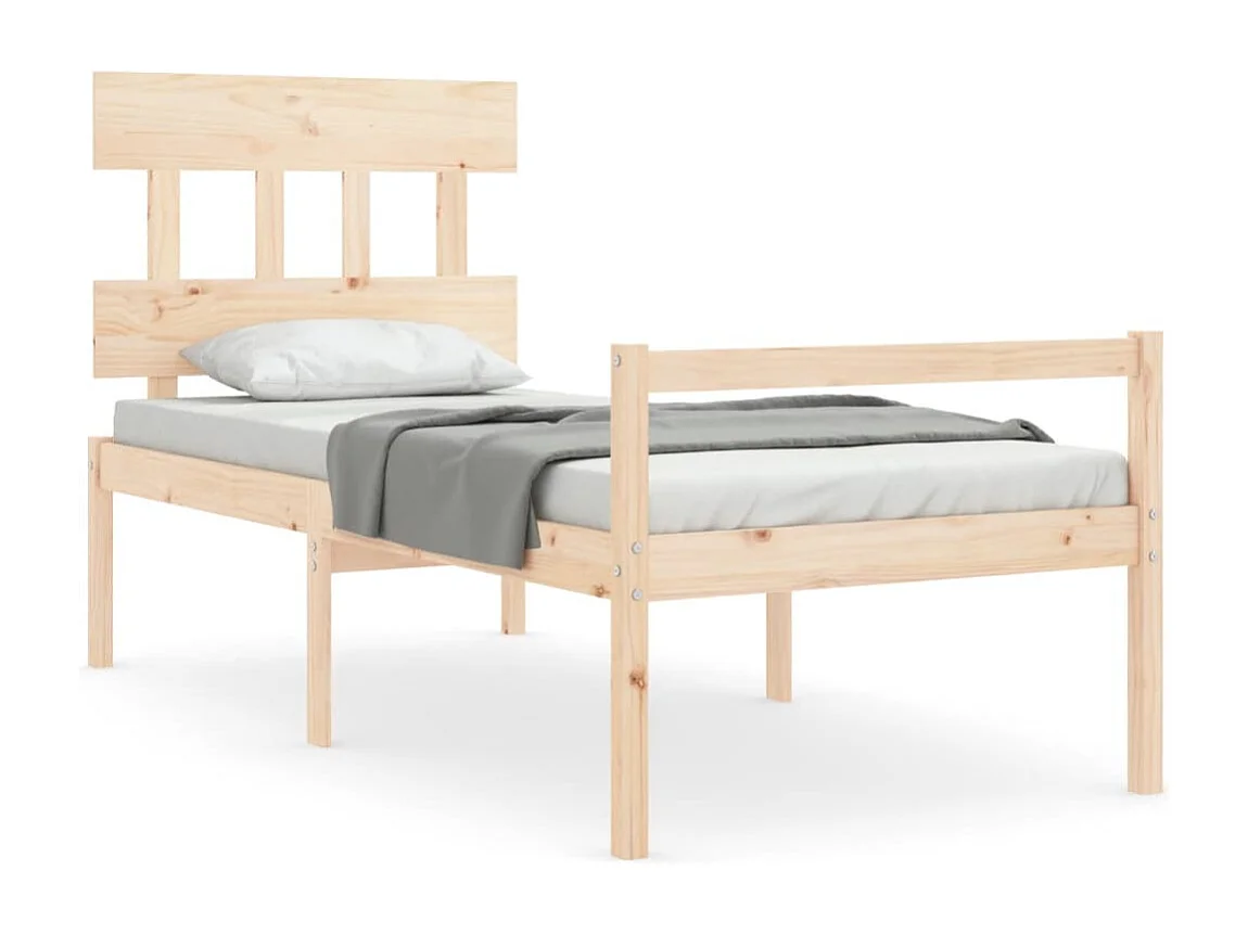 Lit pour personne âgée et tête de lit 100x200 cm bois massif