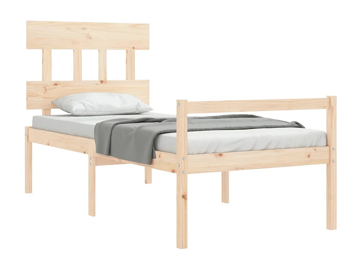 Lit pour personne âgée et tête de lit 100x200 cm bois massif