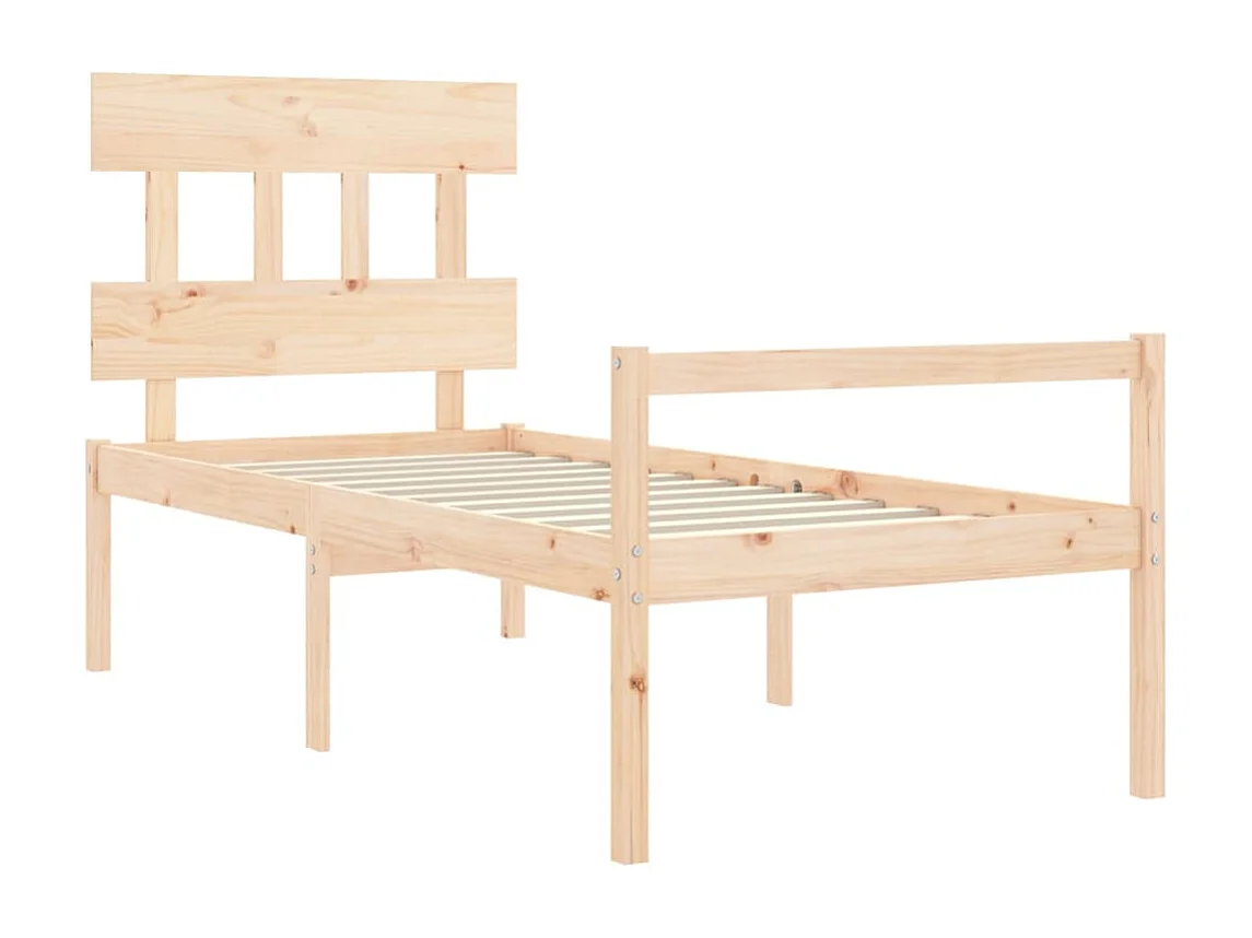 Lit pour personne âgée et tête de lit 100x200 cm bois massif