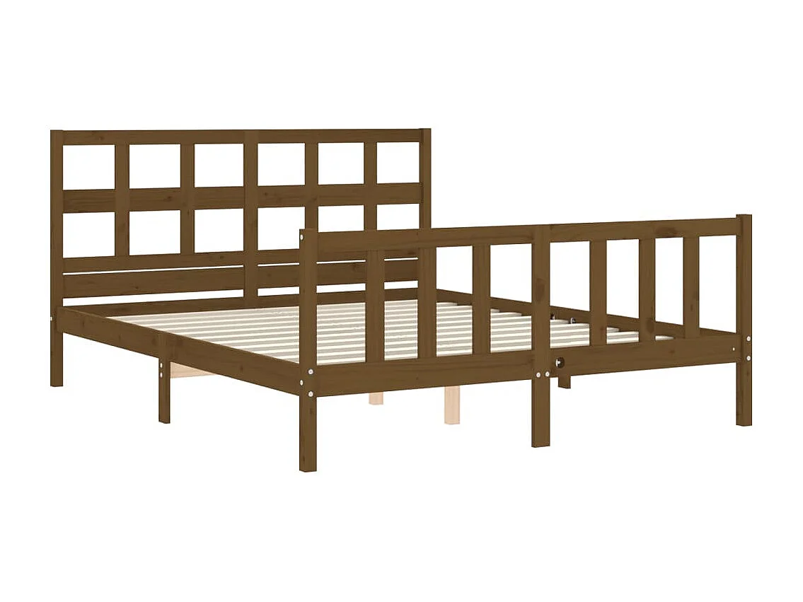 Cadre de lit sans matelas marron miel bois massif