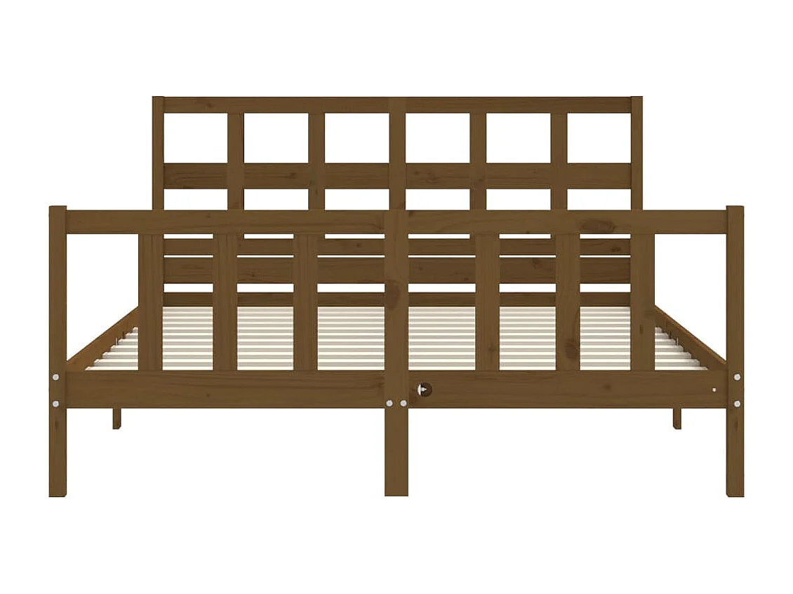 Cadre de lit sans matelas marron miel bois massif