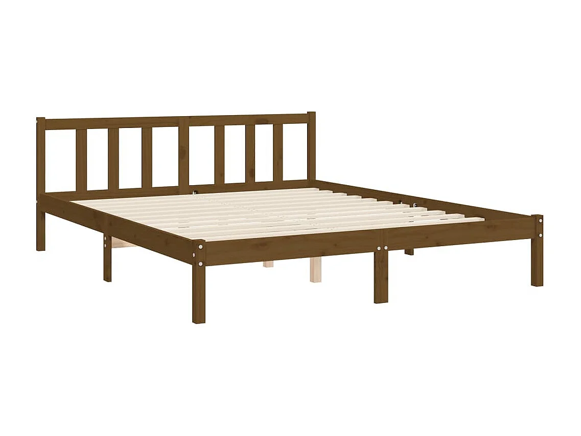 Cadre de lit sans matelas marron miel bois massif
