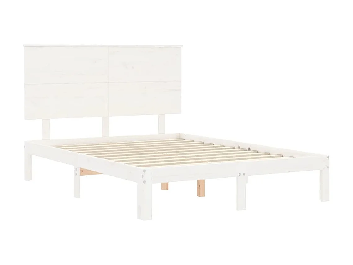Letto senza Materasso Bianco 140x190 cm Legno Massello di Pino
