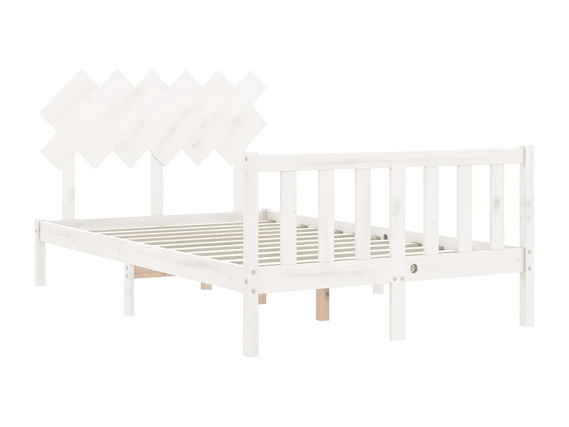 Cadre de lit sans matelas blanc bois de pin massif