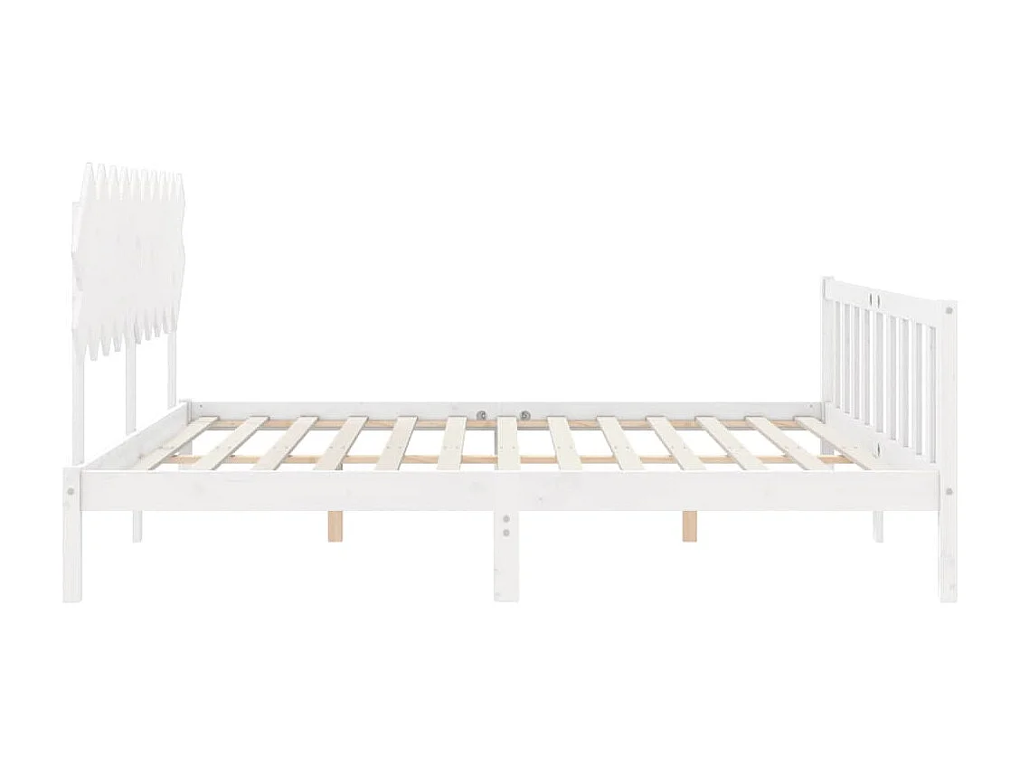 Cadre de lit sans matelas blanc bois de pin massif