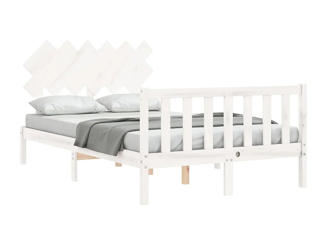 Cadre de lit sans matelas blanc bois de pin massif