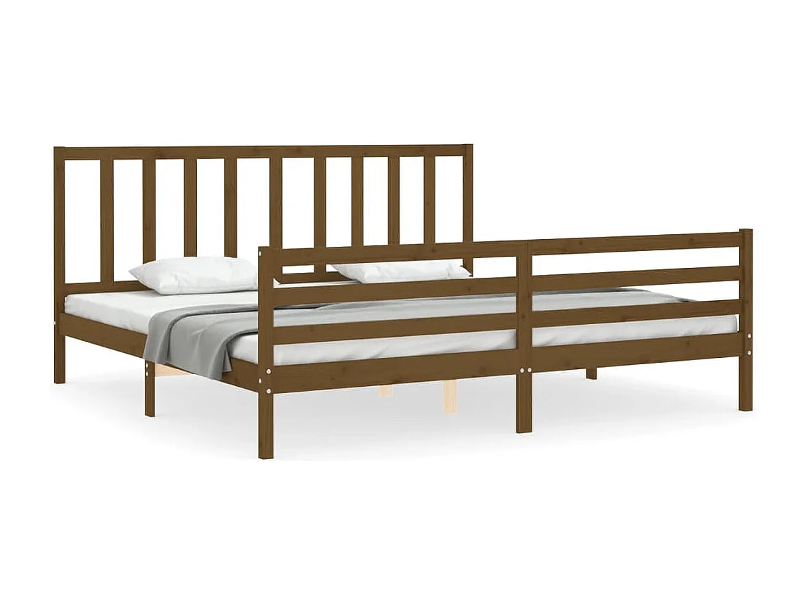 Cadre de lit sans matelas marron miel 200x200cm bois pin massif