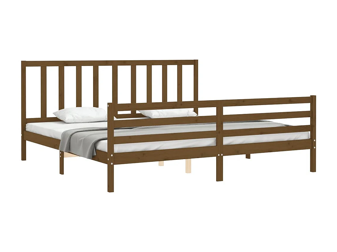Cadre de lit sans matelas marron miel 200x200cm bois pin massif