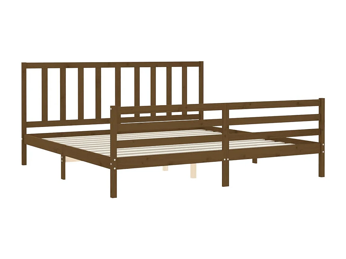 Cadre de lit sans matelas marron miel 200x200cm bois pin massif