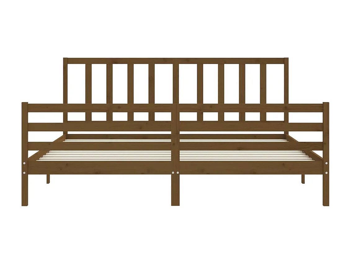 Cadre de lit sans matelas marron miel 200x200cm bois pin massif
