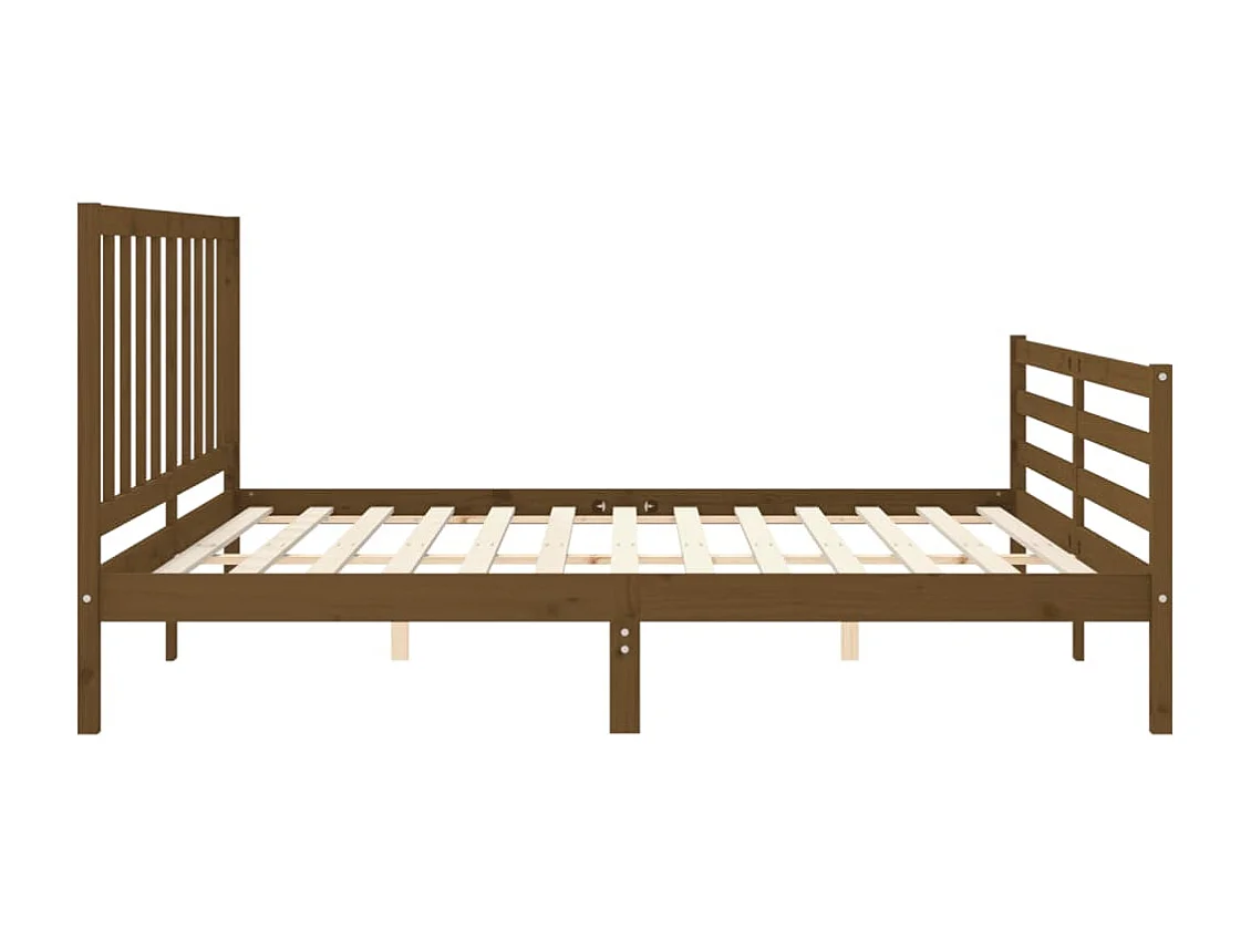 Cadre de lit sans matelas marron miel 200x200cm bois pin massif