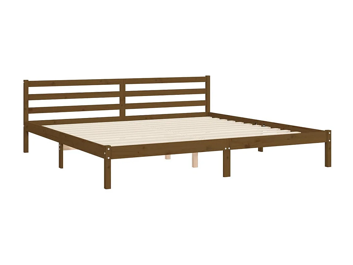Cadre de lit sans matelas marron miel 200x200cm bois pin massif