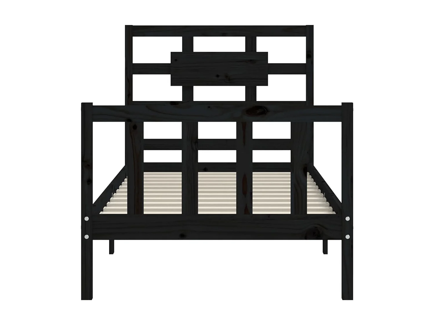 Bedframe met hoofdbord massief hout zwart