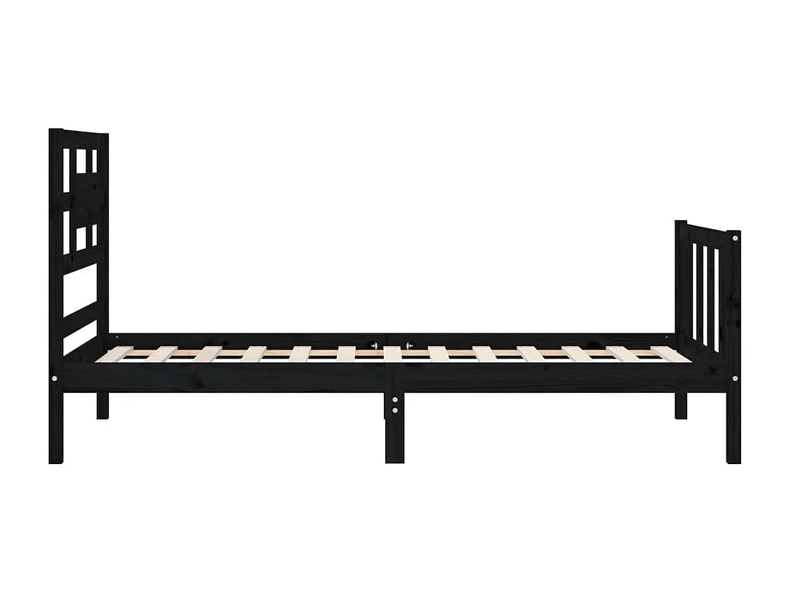 Bedframe met hoofdbord massief hout zwart