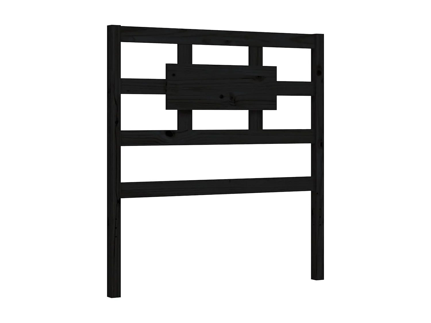 Estructura de cama individual con cabecero madera maciza negro