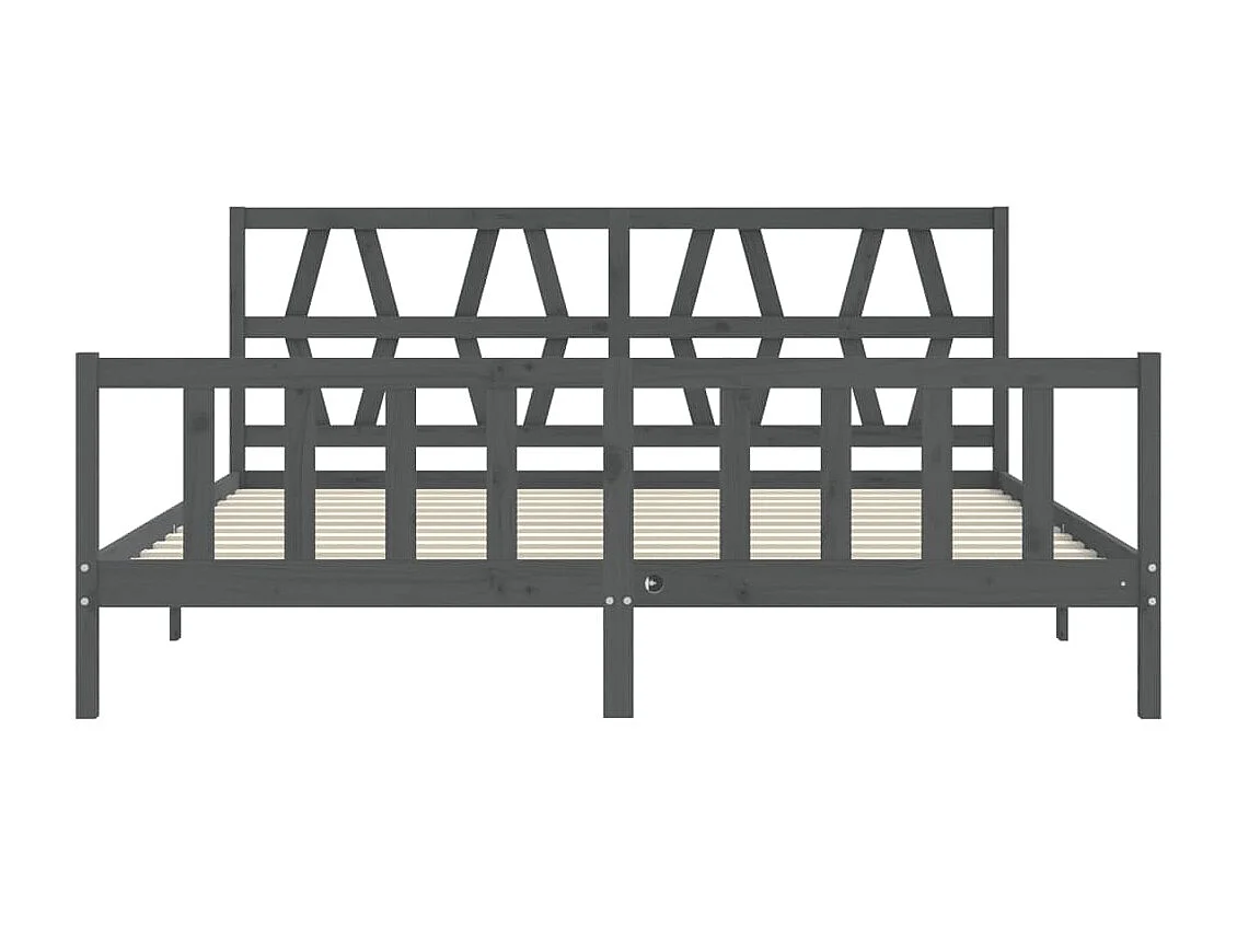 Massivholzbett mit Kopfteil Grau 200x200 cm