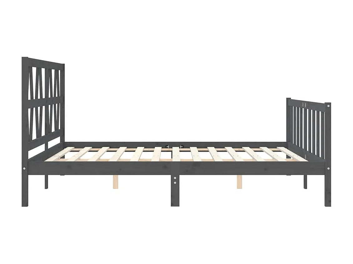Massivholzbett mit Kopfteil Grau 200x200 cm