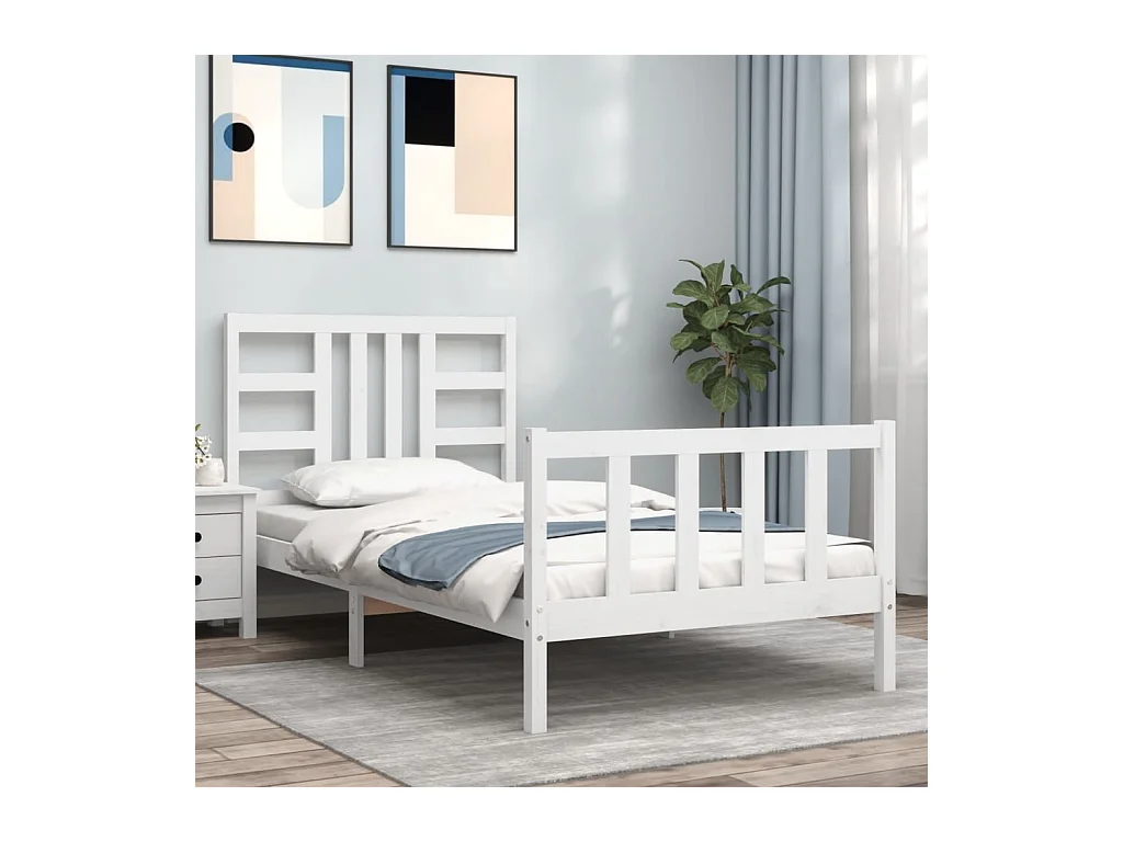 Giroletto senza Materasso Bianco 100x200 cm Legno Massello Pino