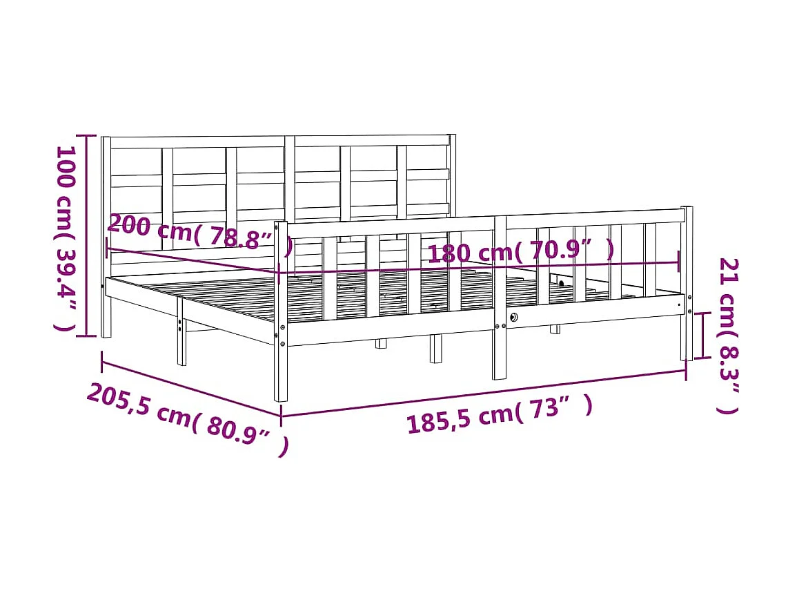 Massivholzbett mit Kopfteil 180x200 cm