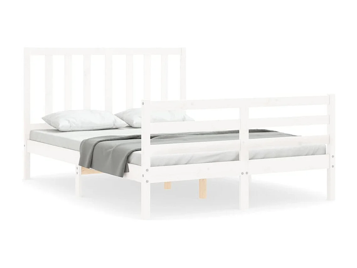 Bedframe zonder matras massief grenenhout wit 140x190 cm