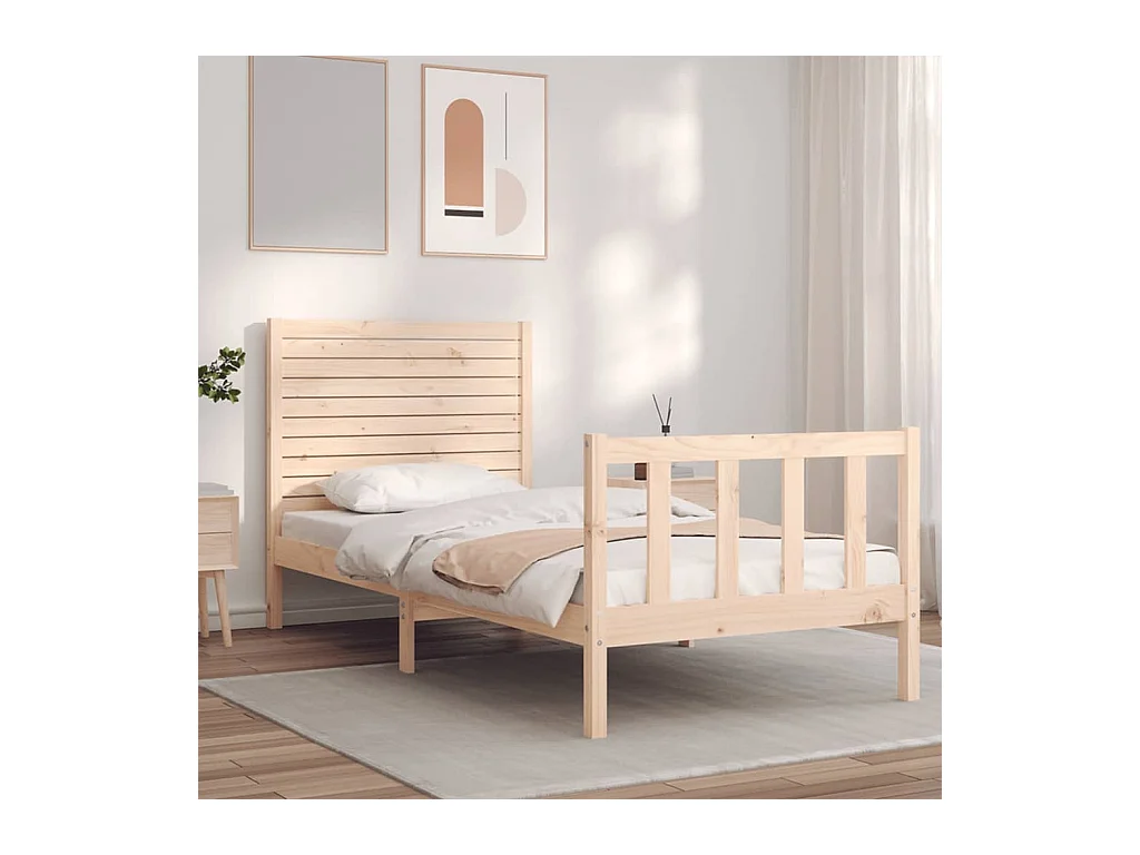 Bedframe met hoofdbord massief hout