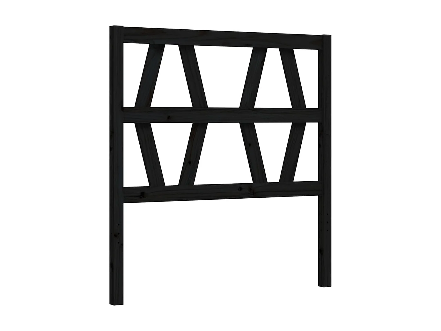 Bedframe met hoofdbord massief hout zwart 100x200 cm