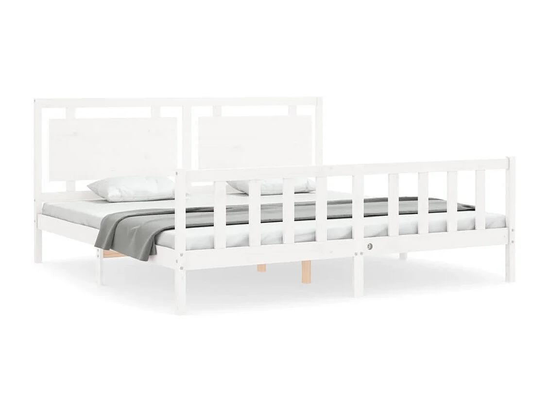 Cadre de lit sans matelas blanc bois de pin massif