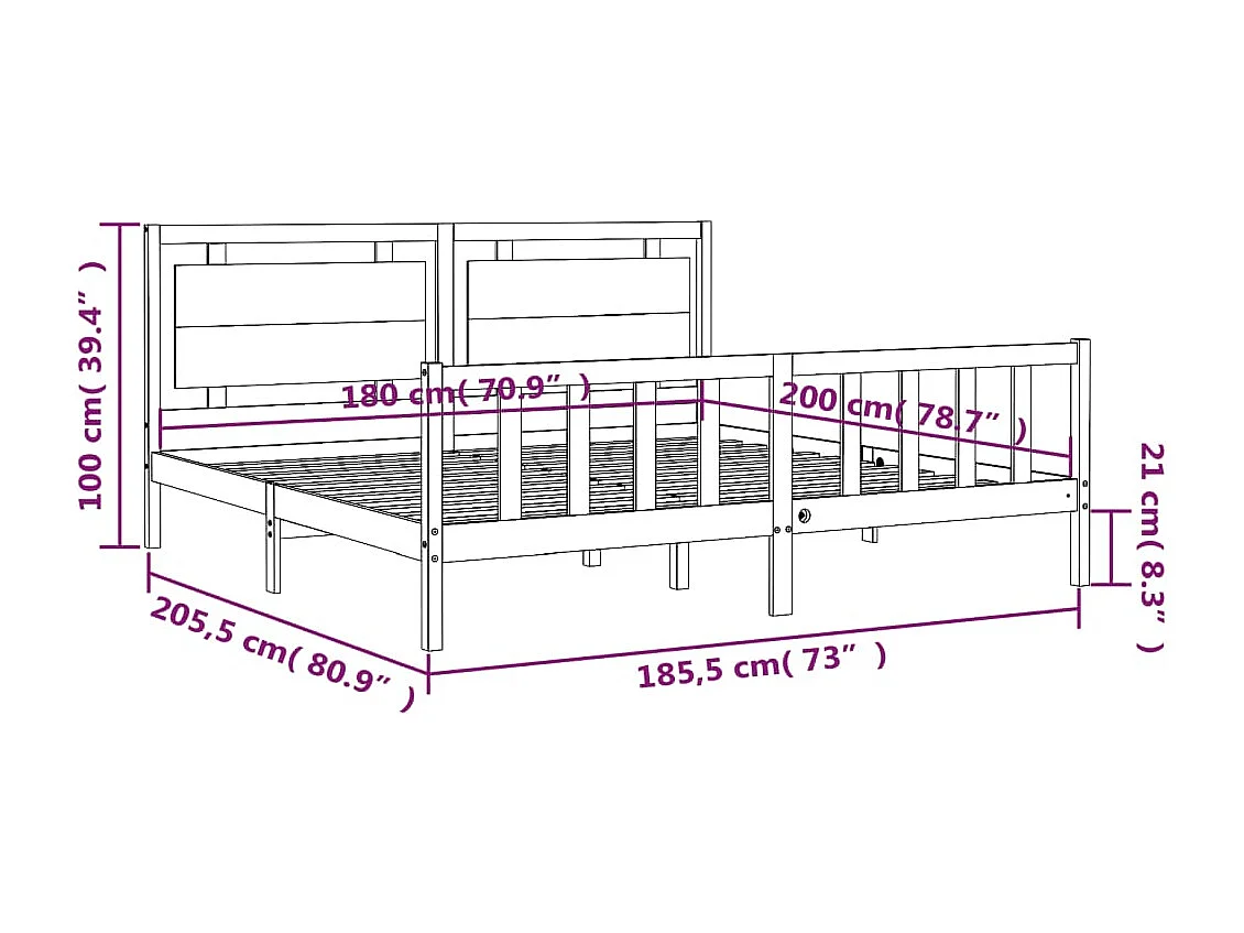 Cadre de lit sans matelas blanc bois de pin massif