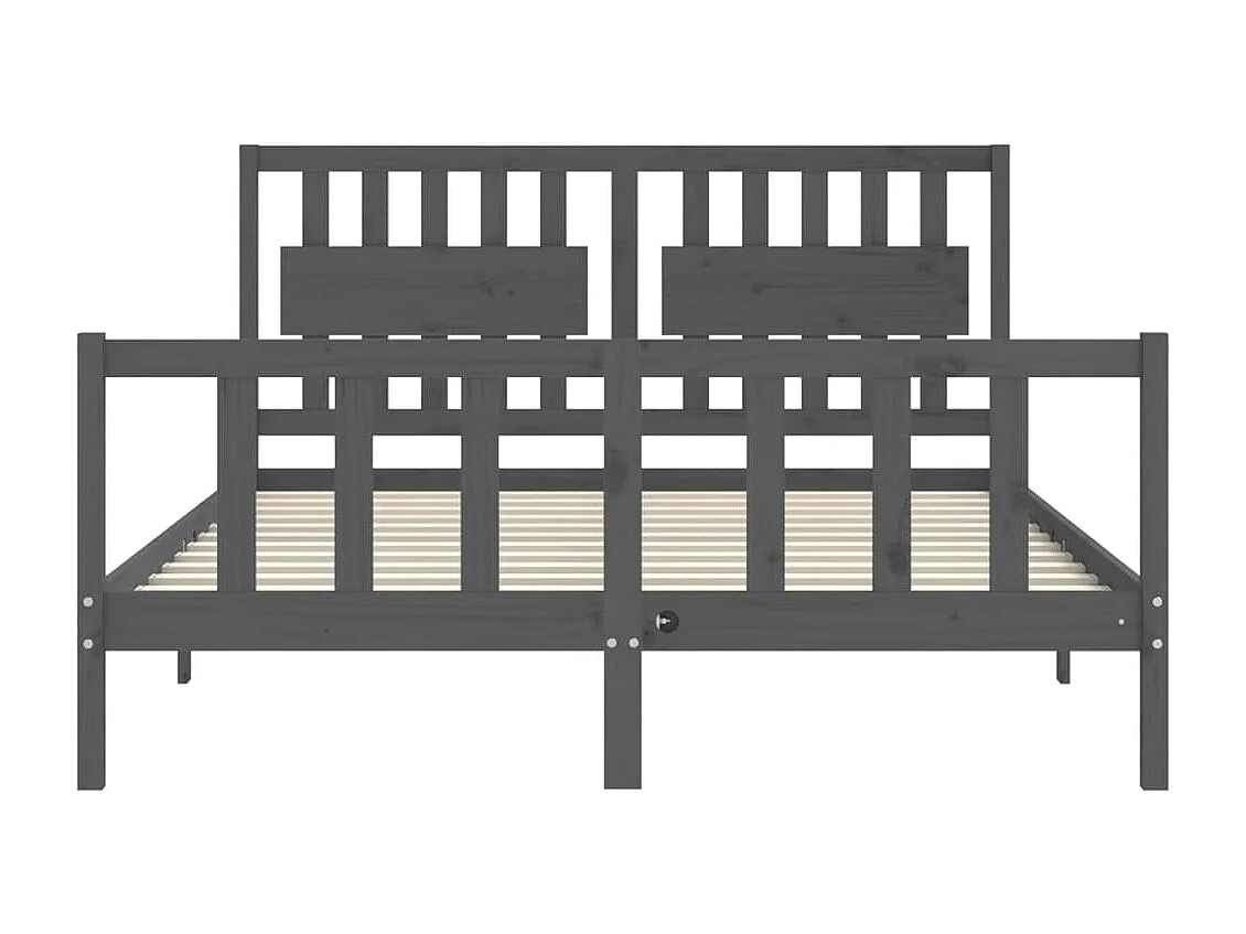 Bedframe met hoofdbord massief hout grijs