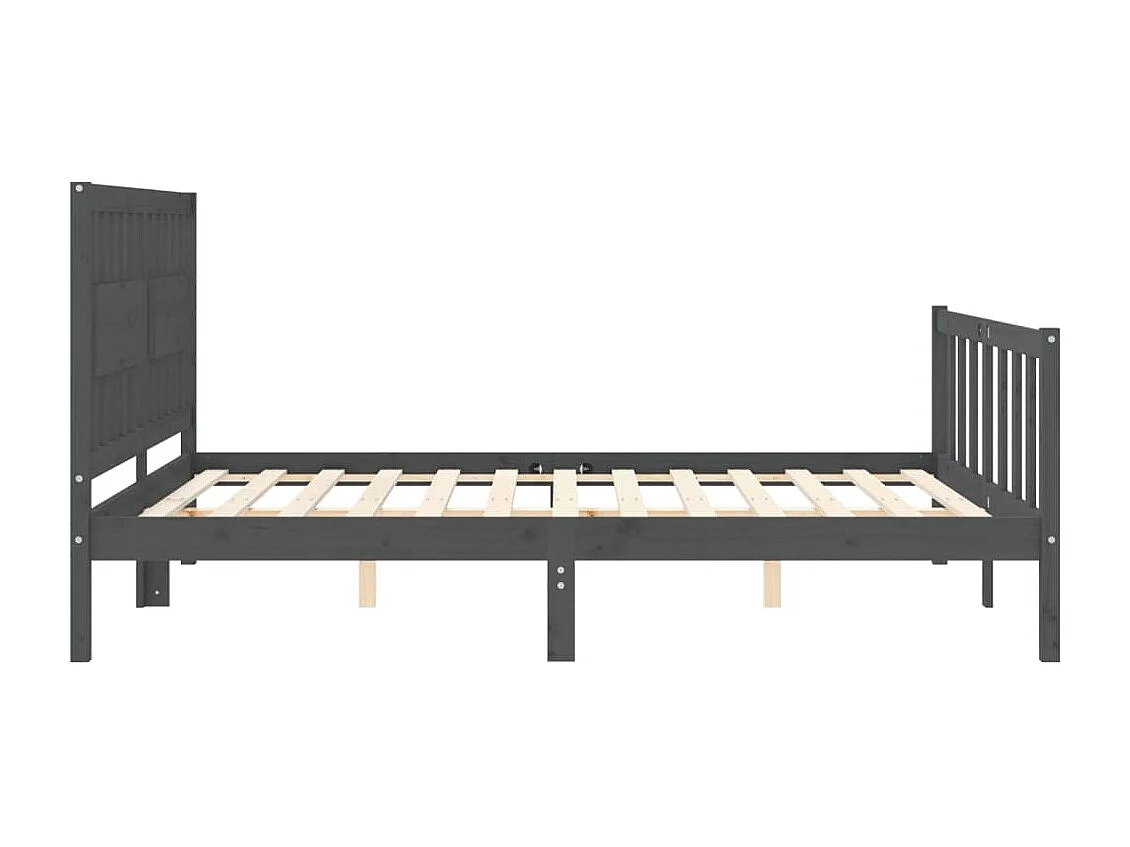 Bedframe met hoofdbord massief hout grijs