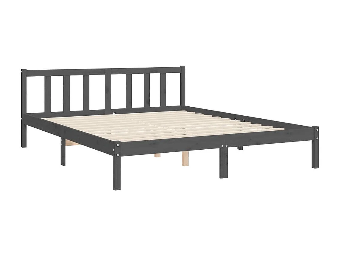 Bedframe met hoofdbord massief hout grijs
