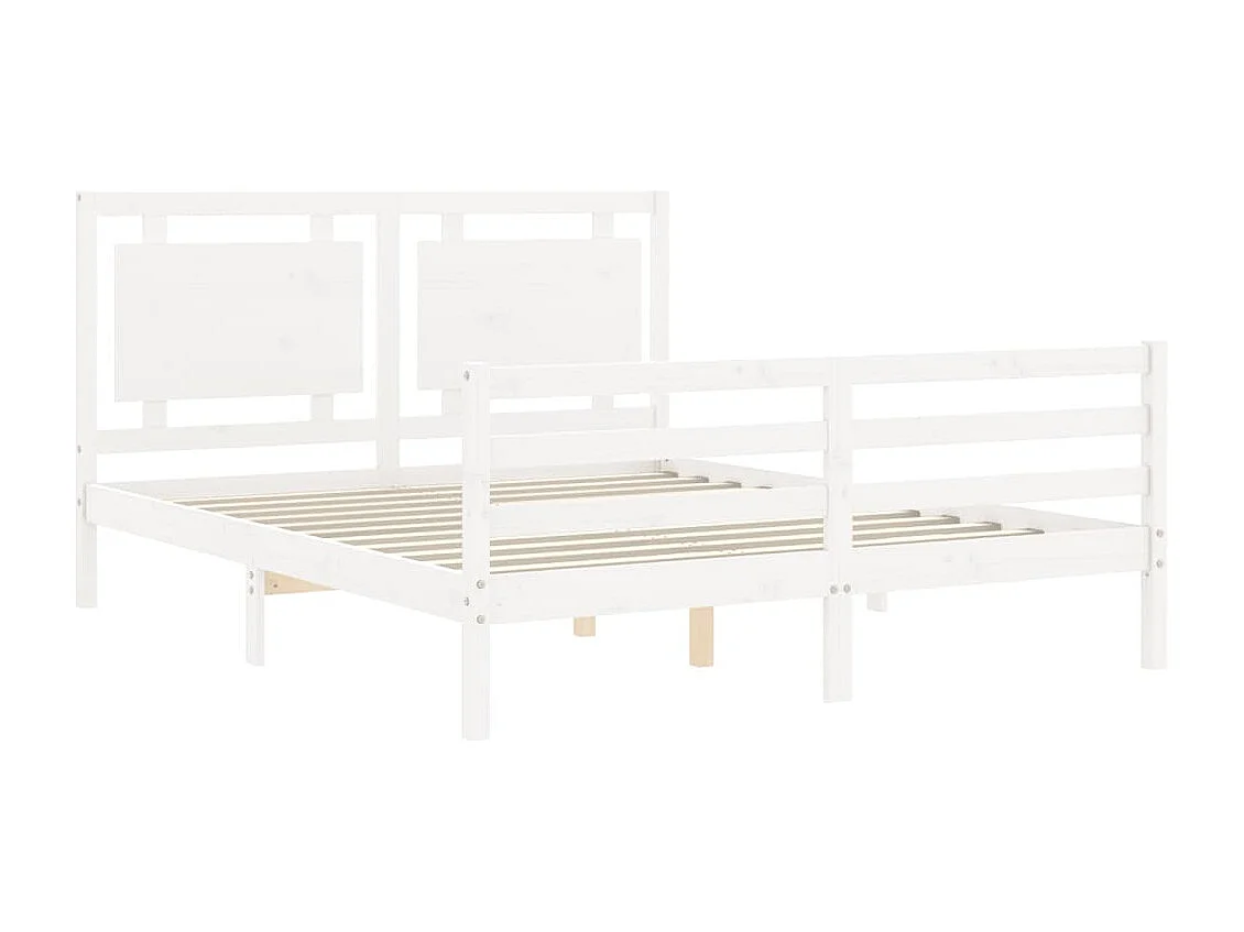 Giroletto con Testiera Bianco 160x200 cm Legno Massello