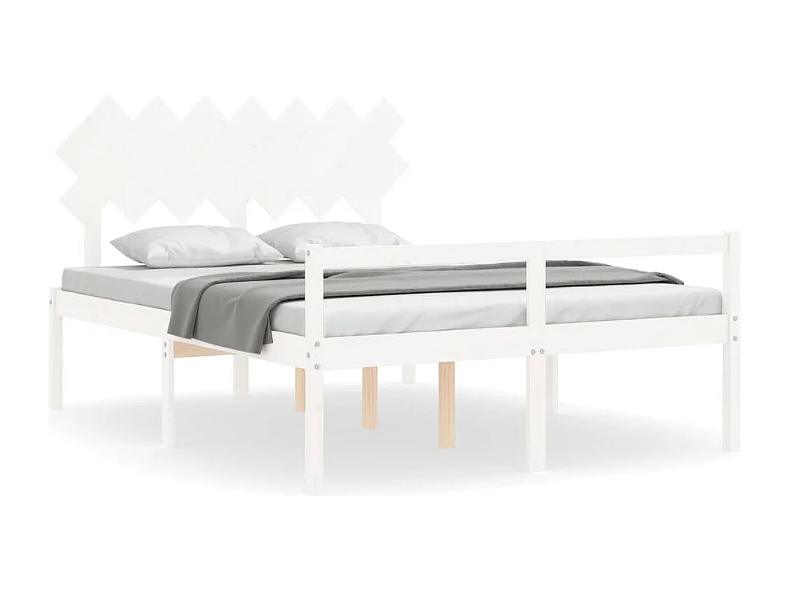 Cama para idosos com cabeceira 140x190 cm madeira maciça branco