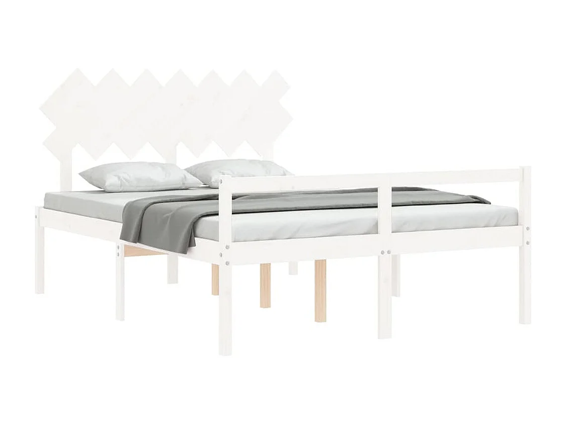 Cama para idosos com cabeceira 140x190 cm madeira maciça branco