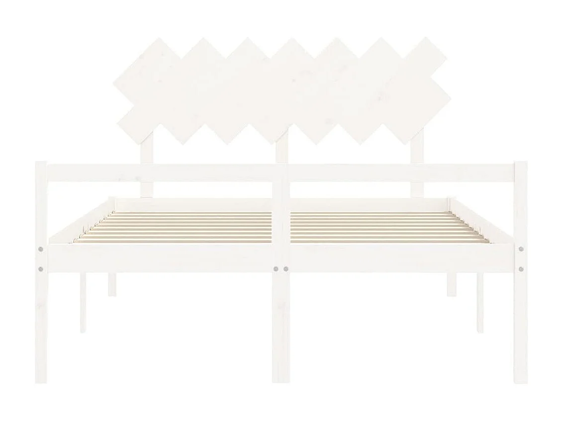 Cama para idosos com cabeceira 140x190 cm madeira maciça branco