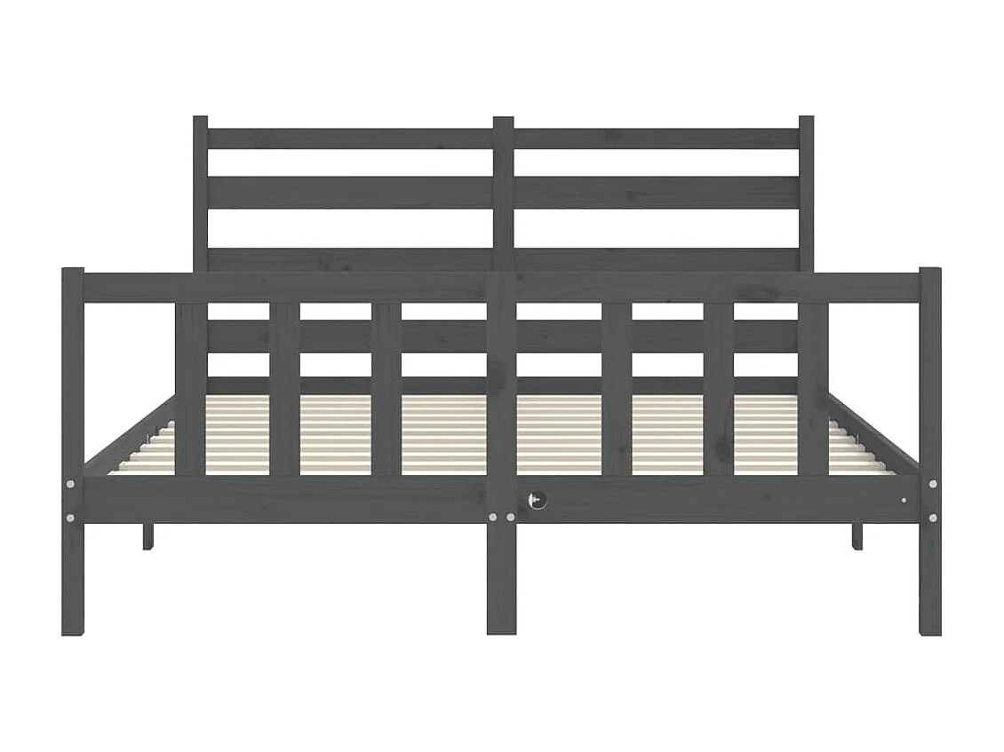 Cadre de lit sans matelas gris bois de pin massif
