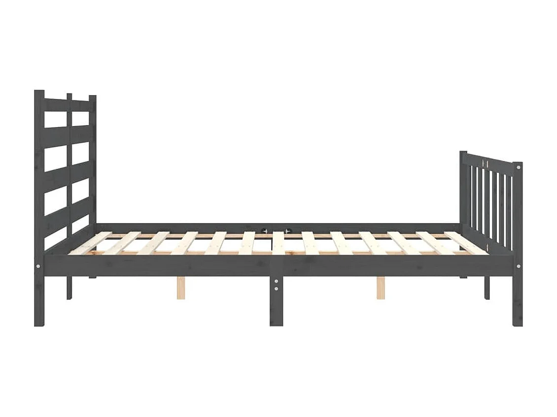 Cadre de lit sans matelas gris bois de pin massif