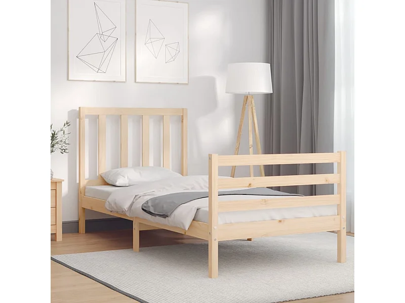 Bedframe met hoofdbord massief hout