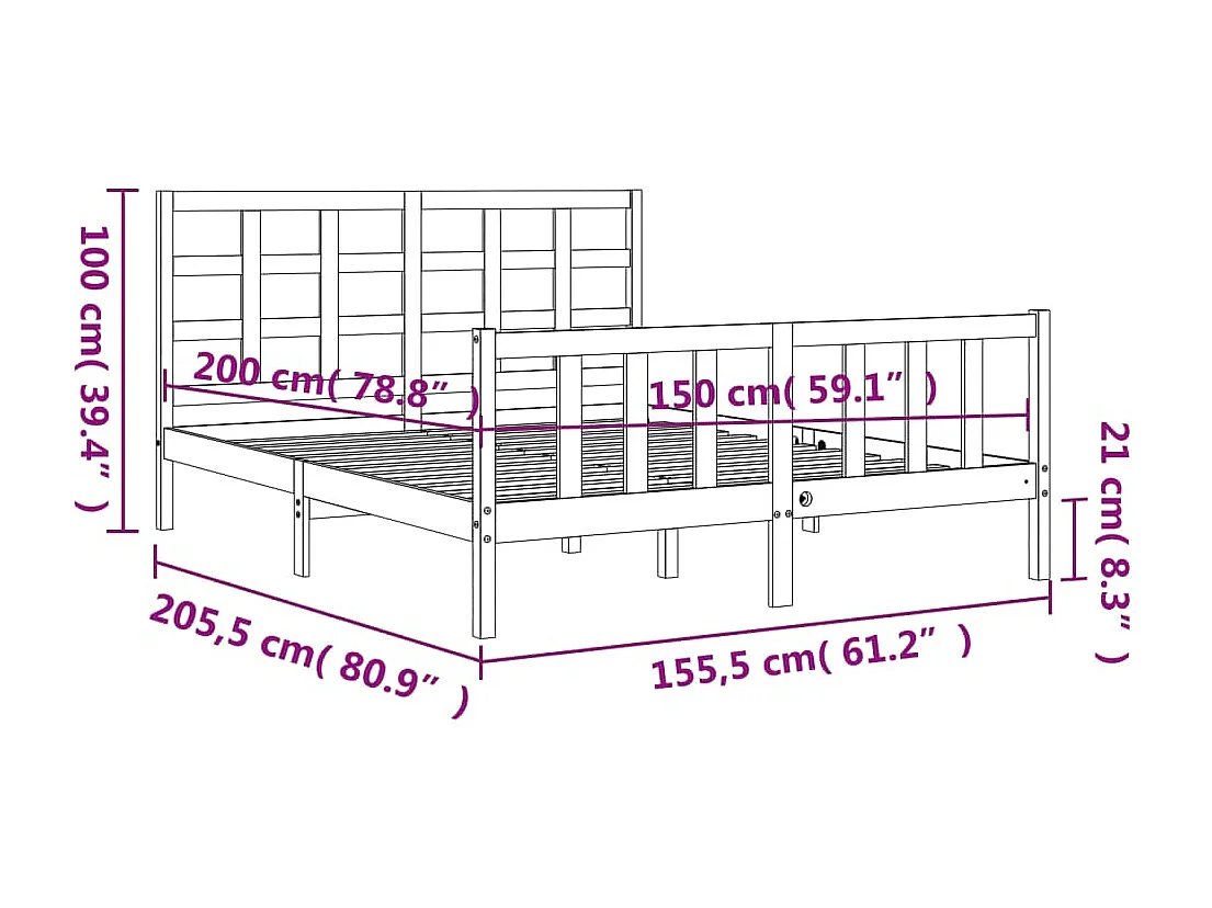 Estrutura de cama King Size com cabeceira madeira maciça cinza