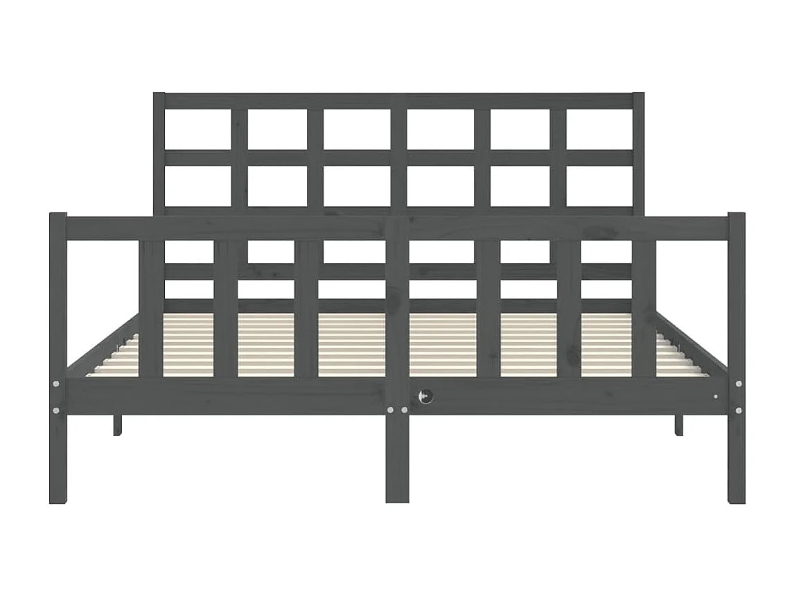 Estrutura de cama King Size com cabeceira madeira maciça cinza