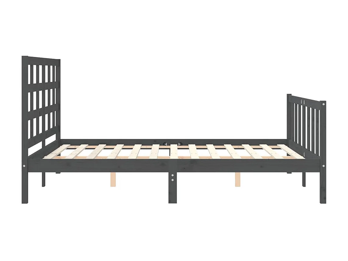 Estrutura de cama King Size com cabeceira madeira maciça cinza