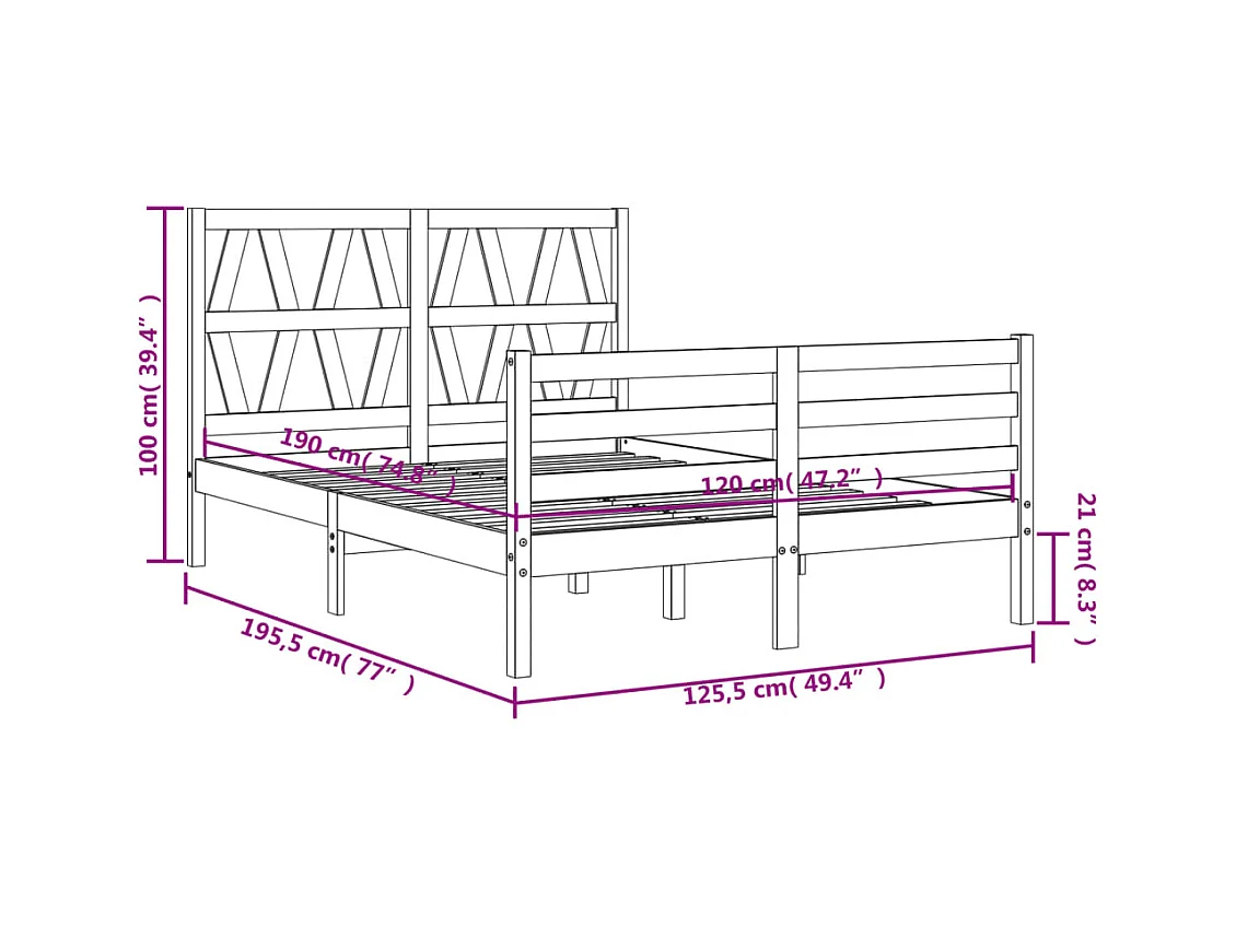 Giroletto con Testiera Bianco Small Double Legno Massello