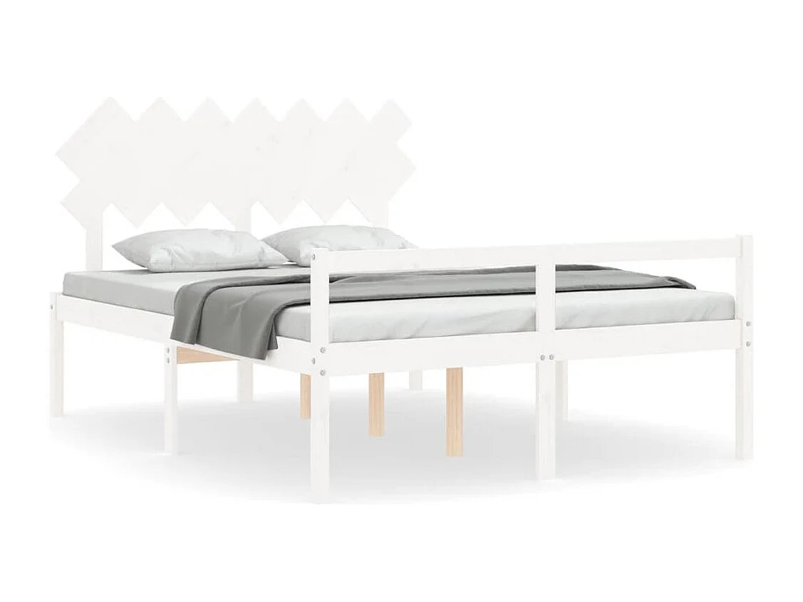 Cama para idosos com cabeceira 140x200 cm madeira maciça branco
