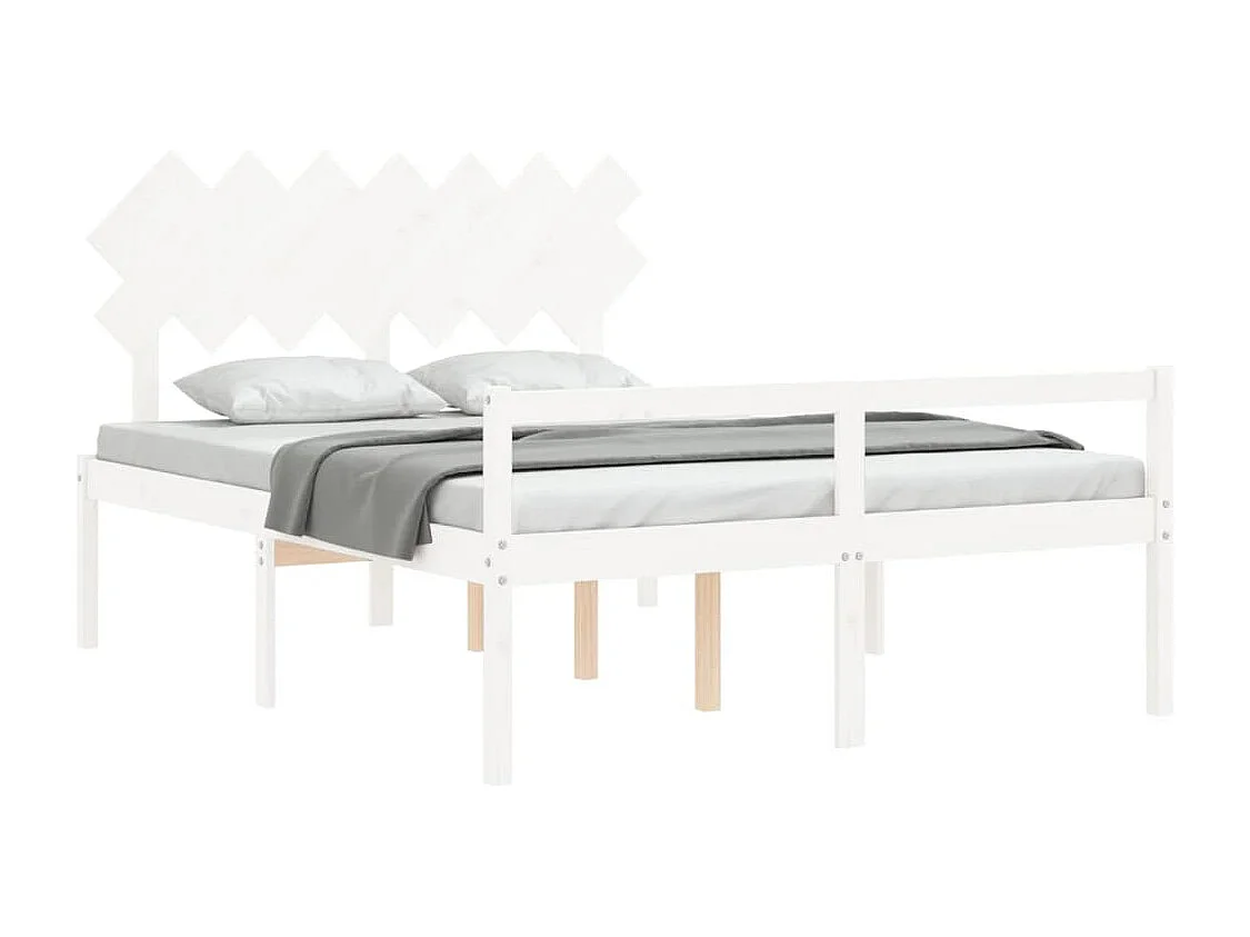 Cama para idosos com cabeceira 140x200 cm madeira maciça branco